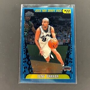 Tony Parker 2001-02 Topps Chrome Rookie RC Draft Pick #28 Spurs HOF